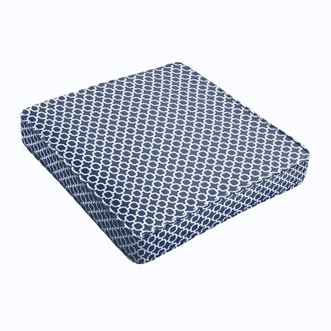 Navy Chainlink Square Cushion - Corded