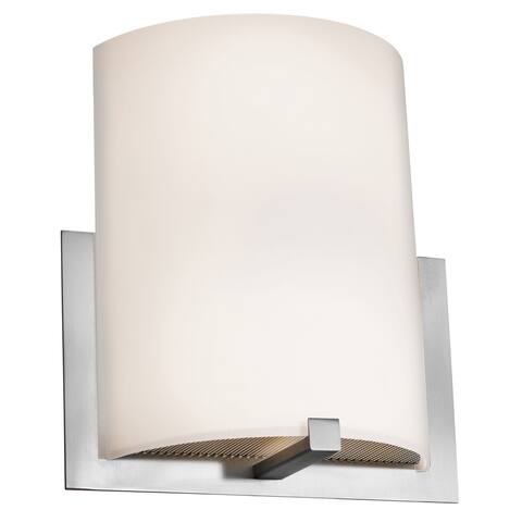 Breez - 2-Light Wall Sconce - Brushed Steel Finish - Opal Glass Shade