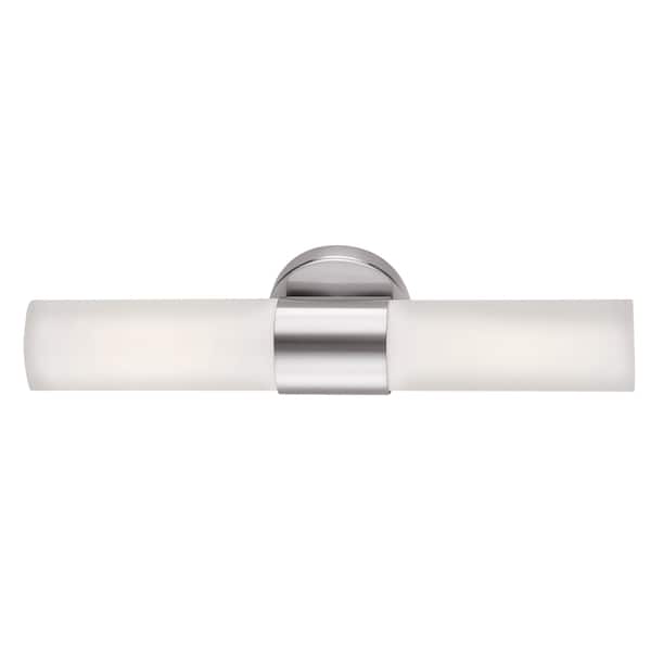 slide 2 of 2, Access Lighting Aqueous - 2-Light Wall Sconce - Brushed Steel Finish - Opal Glass Shade