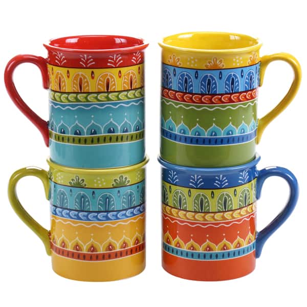 Certified International Valencia 16-ounce Mugs (Set of 4) Assorted Designs  - On Sale - Bed Bath & Beyond - 11445994