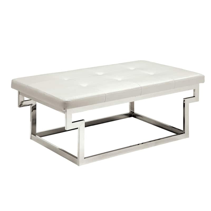 Jiva Contemporary Metal Upholstered Tufted Accent Bench by Furniture of America