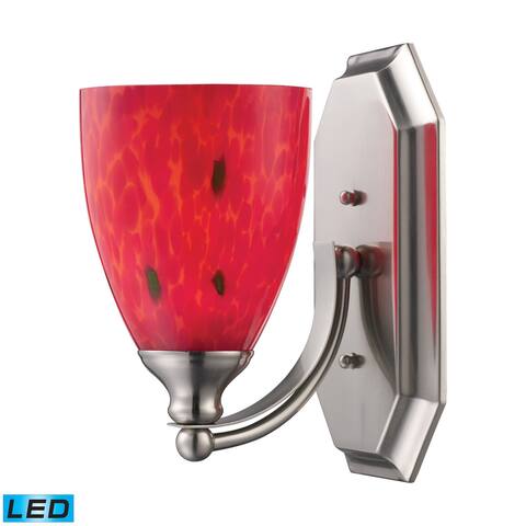 Elk Bath and Spa 1-light LED Vanity in Satin Nickel and Fire Red Glass