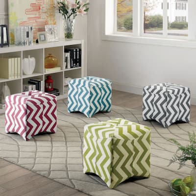 Furniture of America Rith Contemporary Fabric Tufted Square Ottoman