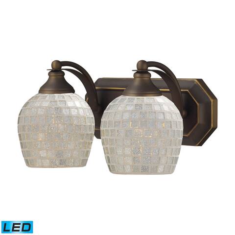 Elk Bath and Spa 2-light LED Vanity in Aged Bronze and Silver Glass