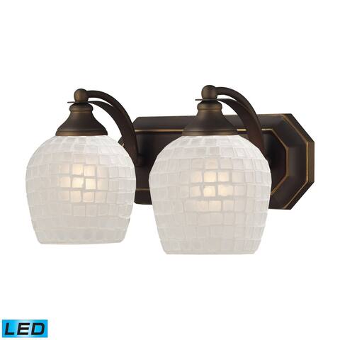 Elk Bath and Spa 2-light LED Vanity in Aged Bronze and White Glass