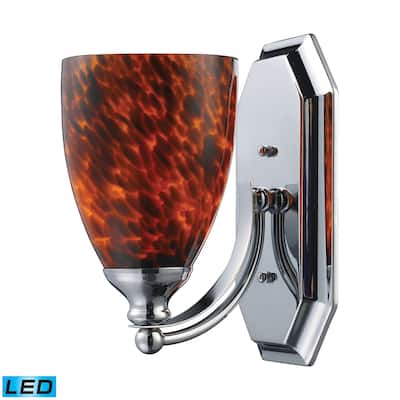 Elk Bath and Spa 1-light LED Vanity in Polished Chrome and Espresso Glass