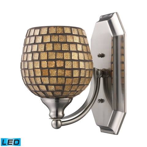 Elk Bath and Spa 1-light LED Vanity in Polished Chrome and Gold Leaf Glass