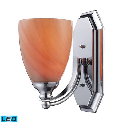 Elk Bath and Spa 1-light LED Vanity in Polished Chrome and Sandy Glass