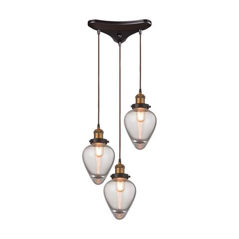 Elk Bartram 3-light Pendant in Oil Rubbed Bronze and Antique Brass