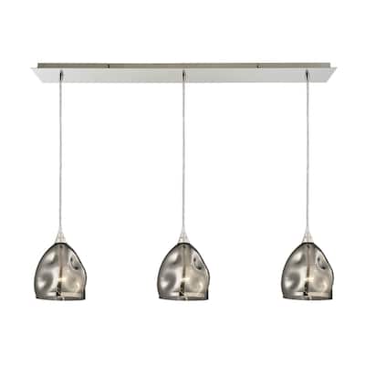Elk Niche 3-light Pendant in Satin Nickel and Black Chrome Glass