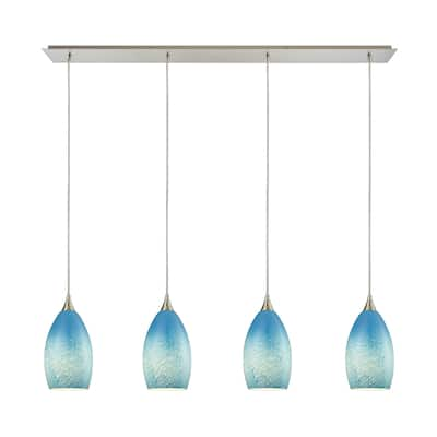 Elk Home Earth Satin Nickel With Sky Blue Glass 4 Light Pendant