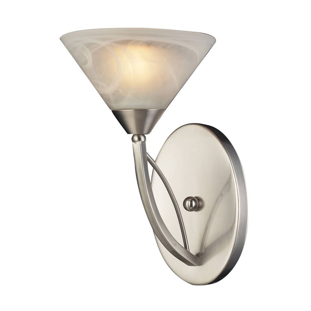 Elk Home Elysburg Satin Nickel With White Swirl Glass 1 Light Sconce