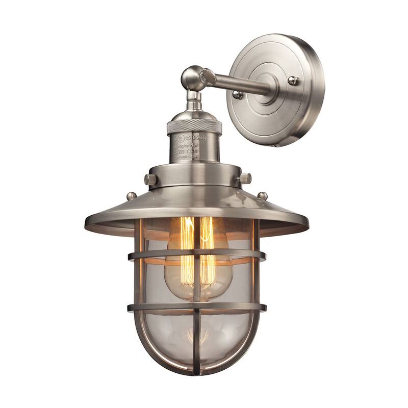 Elk Home Seaport Satin Nickel With Clear Glass 1 Light Sconce