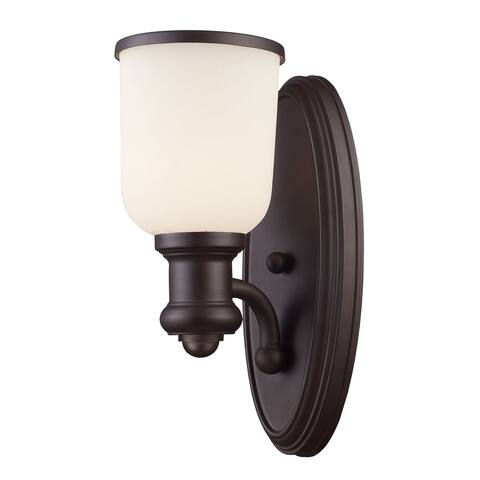Elk Brooksdale Oiled Bronze and White Glass 1-light Wall Sconce