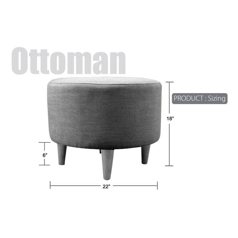 MJL Furniture Sophia ENNIS Round Upholstered Ottoman