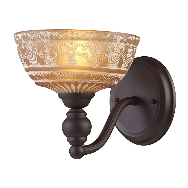 Elk Home Norwich Oiled Bronze With Amber Glass 1 Light Sconce