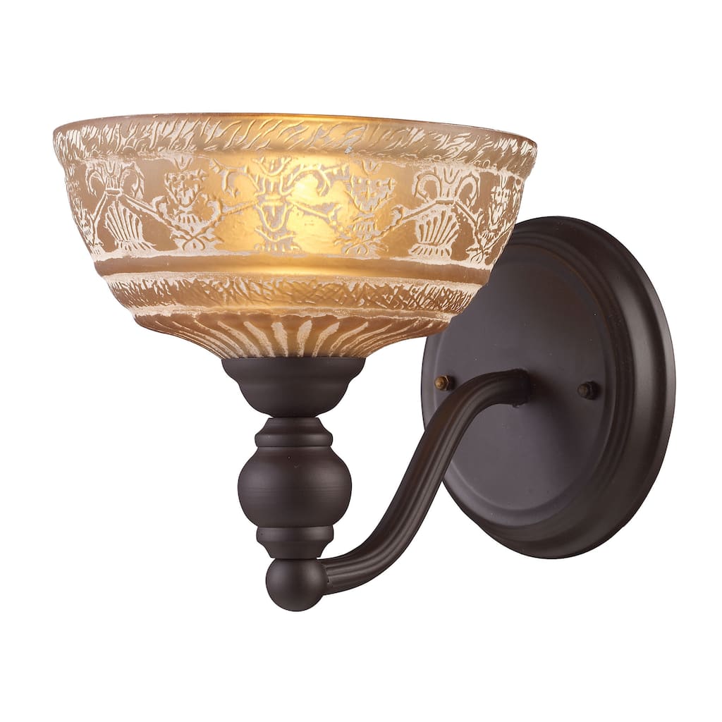 Elk Home Norwich Oiled Bronze With Amber Glass 1 Light Sconce