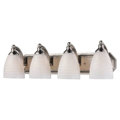 Elk Bath and Spa 4-light Vanity in Satin Nickel and White Swirl Glass