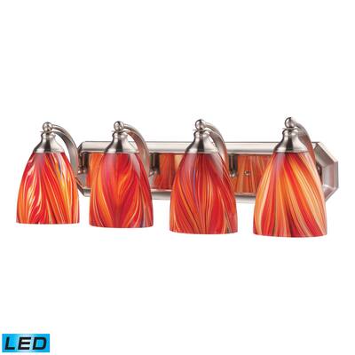 Elk Bath and Spa 4-light LED Vanity in Satin Nickel and Multi Glass