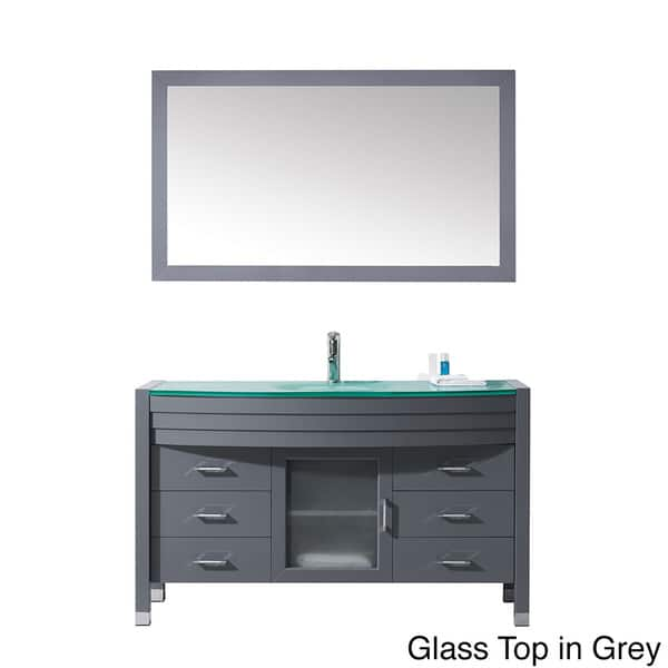 Shop Virtu Usa Ava 55 Inch Grey Double Bathroom Vanity Cabinet Set