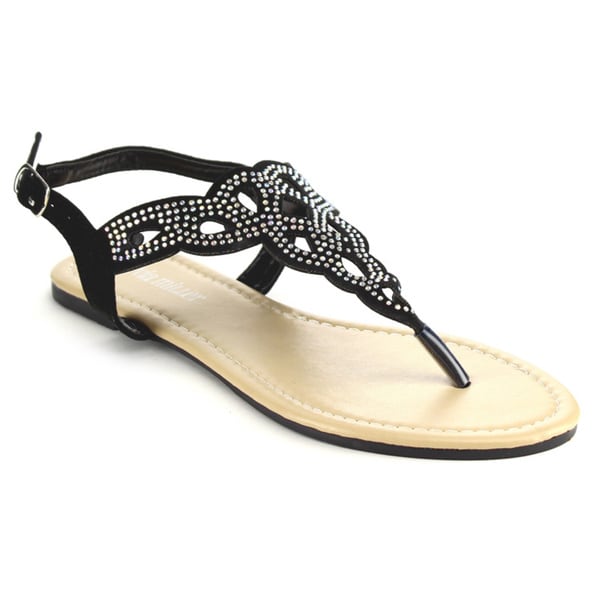 Shop Olivia Miller Omm-8655 Rhinestones Flat Sandals - Free Shipping On ...