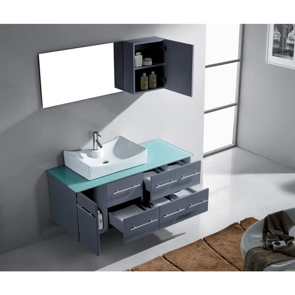 Shop Virtu Usa Ceanna 55 Inch Grey Single Bathroom Vanity Cabinet