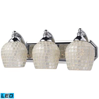 Elk Bath and Spa 3-light LED Vanity in Polished Chrome and Silver Glass