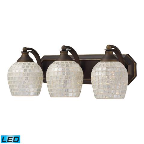 Elk Bath and Spa 3-light LED Vanity in Aged Bronze and Silver Glass