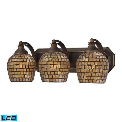 Elk Bath and Spa 3-light LED Vanity in Aged Bronze and Gold Leaf Glass