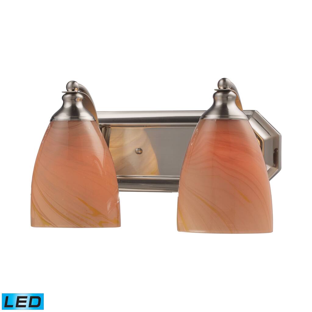 Elk Bath and Spa 2-light LED Vanity in Satin Nickel and Sandy Glass