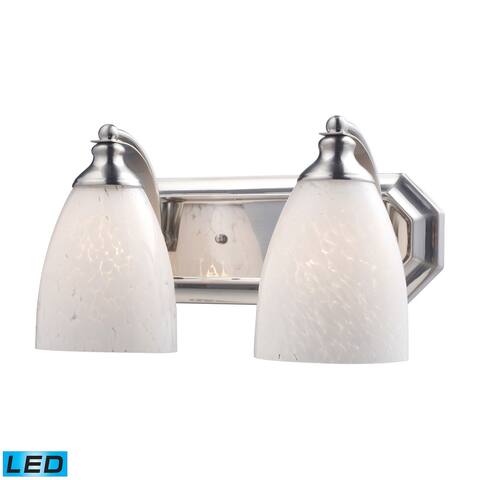 Elk Bath and Spa 2-light LED Vanity in Satin Nickel and Snow White Glass