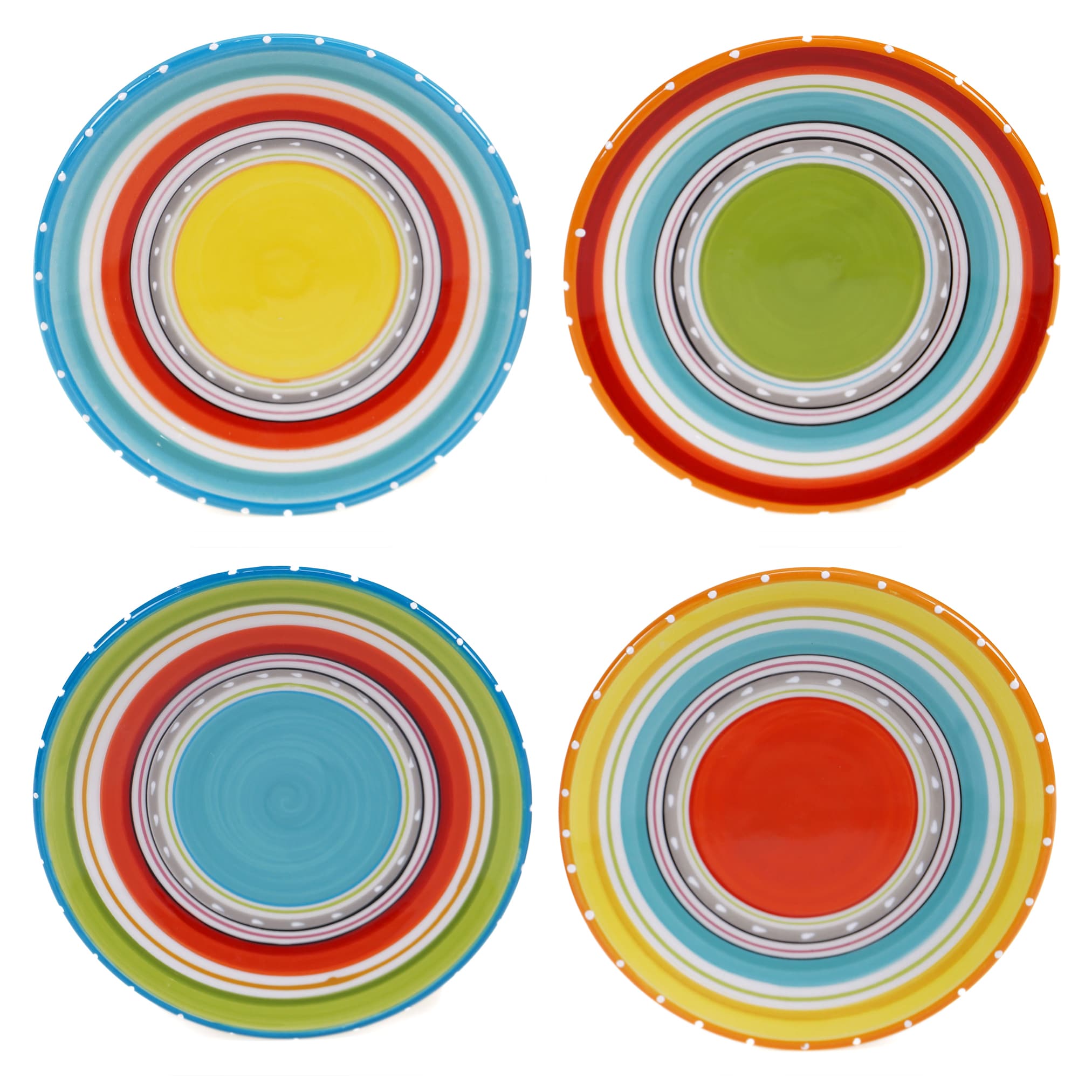 Multicolored Set of 4 Assorted Designs Certified International Nature Garden 6 Canape//Snack Plates