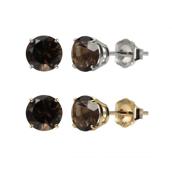 10k White Or Yellow Gold 6mm Round Smoky Quartz Stud Earrings 10k White Or Yellow Gold 6mm Round Smoky Quartz Stud Earrings