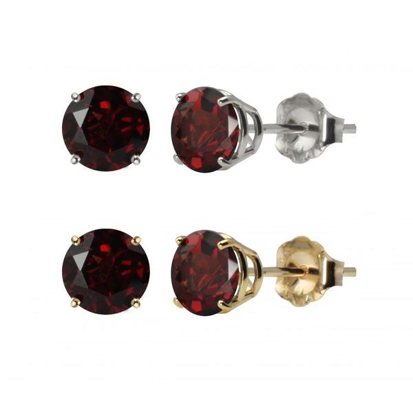 10k White Or Yellow Gold 6mm Round Garnet Stud Earrings On 10k White Or Yellow Gold 6mm Round Garnet Stud Earrings