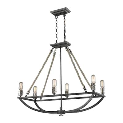 Elk Home Natural Rope Polished Nickel Metal Chandelier