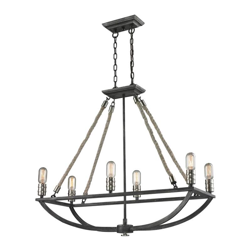 Elk Home Natural Rope Polished Nickel Metal Chandelier