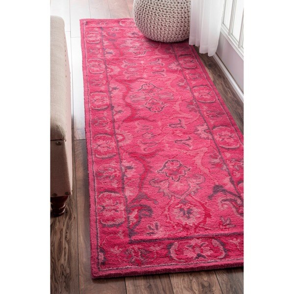 nuLOOM Handmade Persian Overdyed Pink Wool Runner Rug - 2'6" x 8' Runner