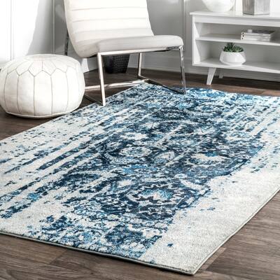 Nuloom Blue Distressed Vintage Faded Persian Area Rug