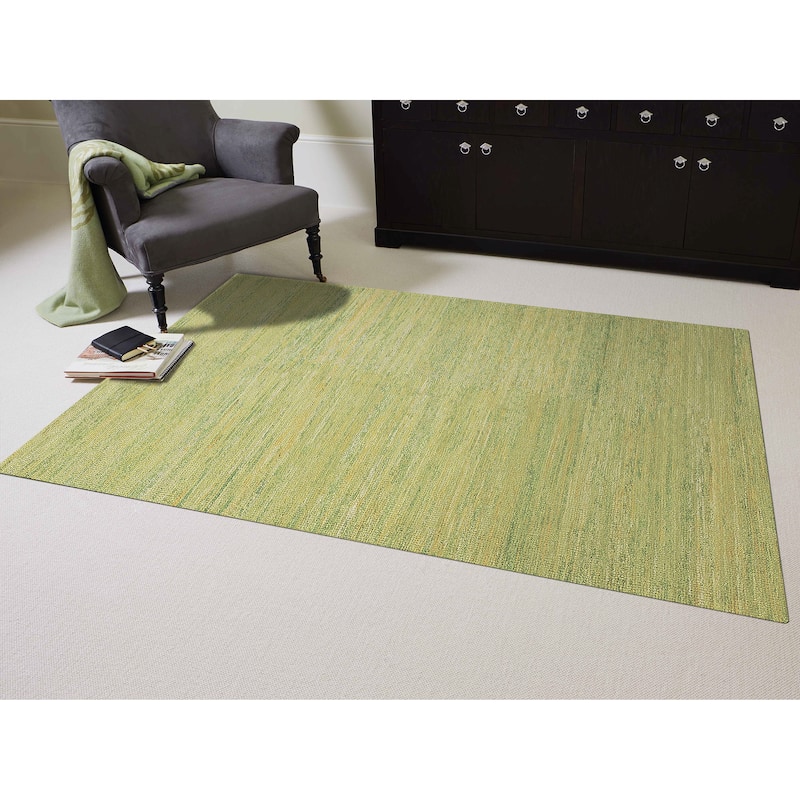 Hand-woven Menlo Park Sage Green Saree Silk Rug (5' x 8') - 5' x 8'