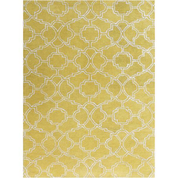 Hand Tufted Corpus Christi Yellow New Zealand Wool And Art Silk Rug 5 X 8 Surplus Overstock 11447628