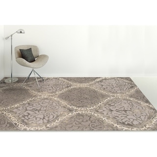 Hand-tufted Naomi Steel Grey Wool and Art Silk Rug (9' x 13') - 9' x 13'