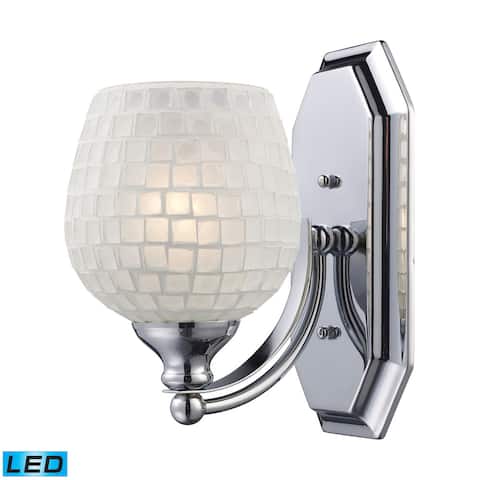 Elk Bath and Spa 1-light LED Vanity in Polished Chrome and White Glass
