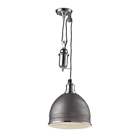 Elk Carolton 1-light Pendant in Weathered Zinc and Polished Nickel
