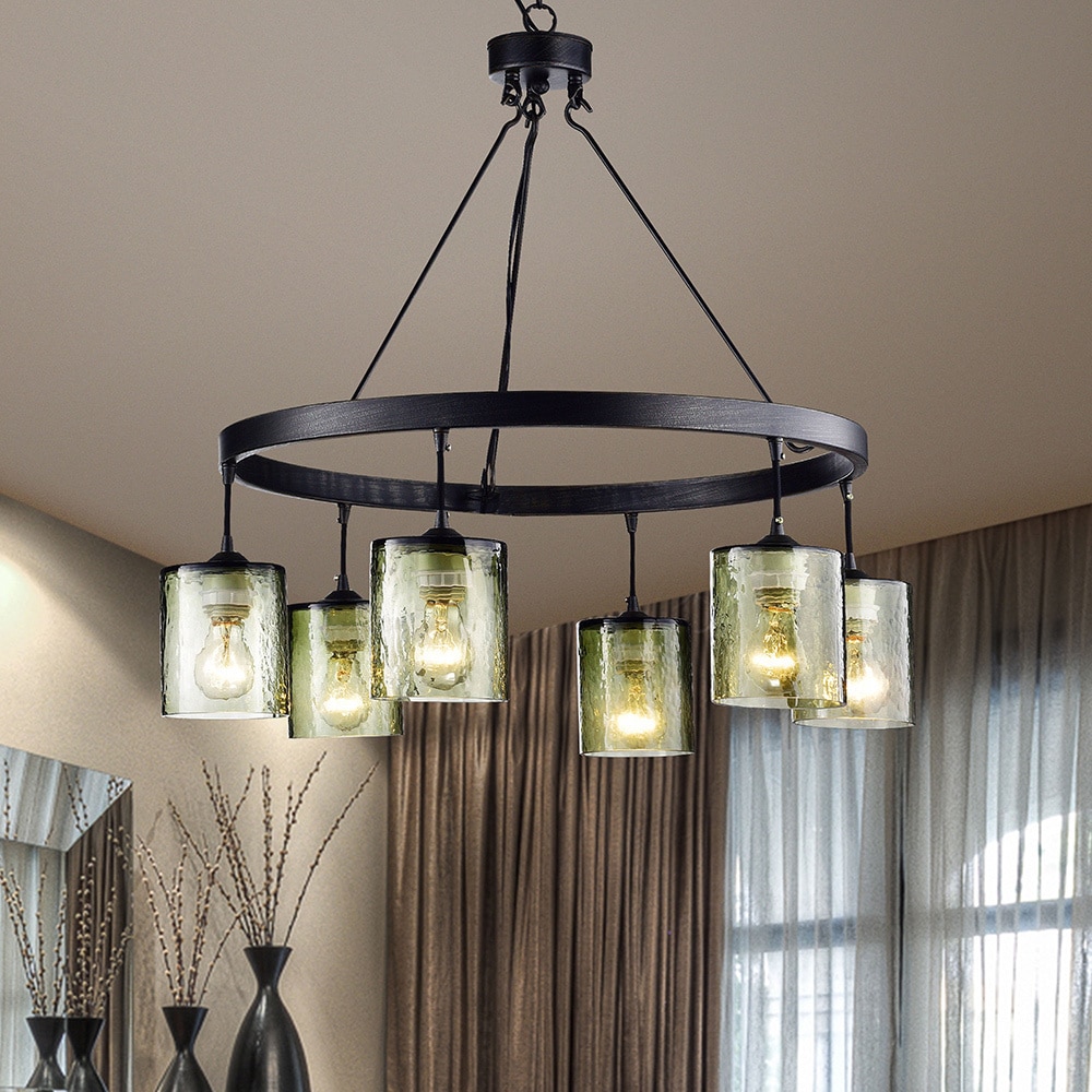 Mariana Antique Black Finish 6-Light Glass Chandelier (Antique Black Finish, 6-Light, Glass Chandelier) - Chandeliers For Bedrooms by Overstock.com