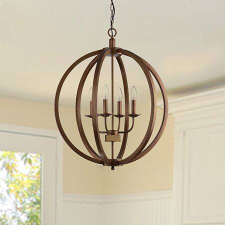 Benita Antique Brass Metal 4 Lights Orb Chandelier (Antique Brass, Metal Chandelier, 4 Lights) - Chandeliers For Bedrooms by Overstock.com