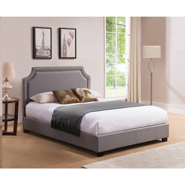 Rize Brossard Queen Size Grey Upholstered Platform Bed Free Rize Brossard Queen Size Grey Upholstered Platform Bed