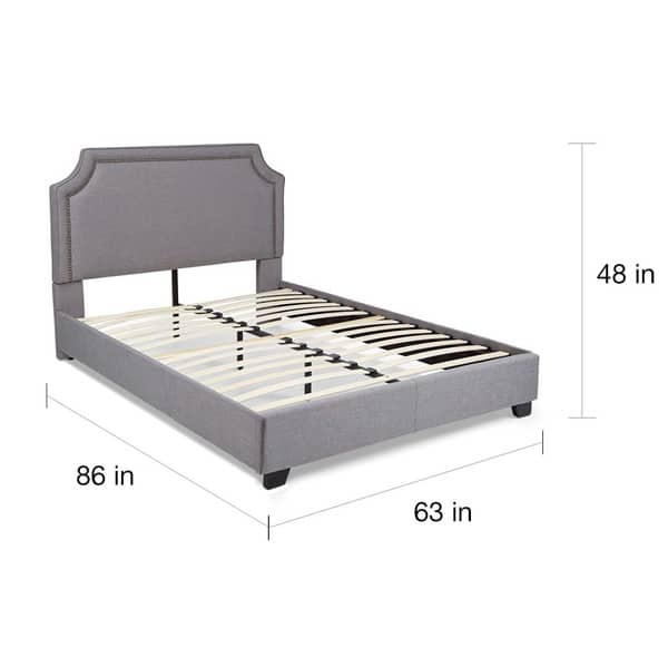 Rize Brossard Queen Size Grey Upholstered Platform Bed | Overstock.com ...