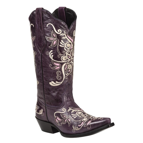 purple and black cowboy boots