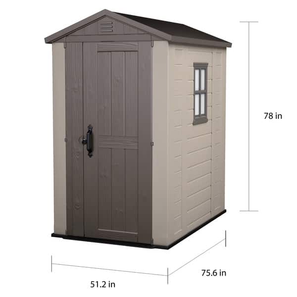 dimension image slide 3 of 2, Keter Factor Large 4 x 6 ft. Outdoor Backyard Garden Storage Shed With Windows and Floor
