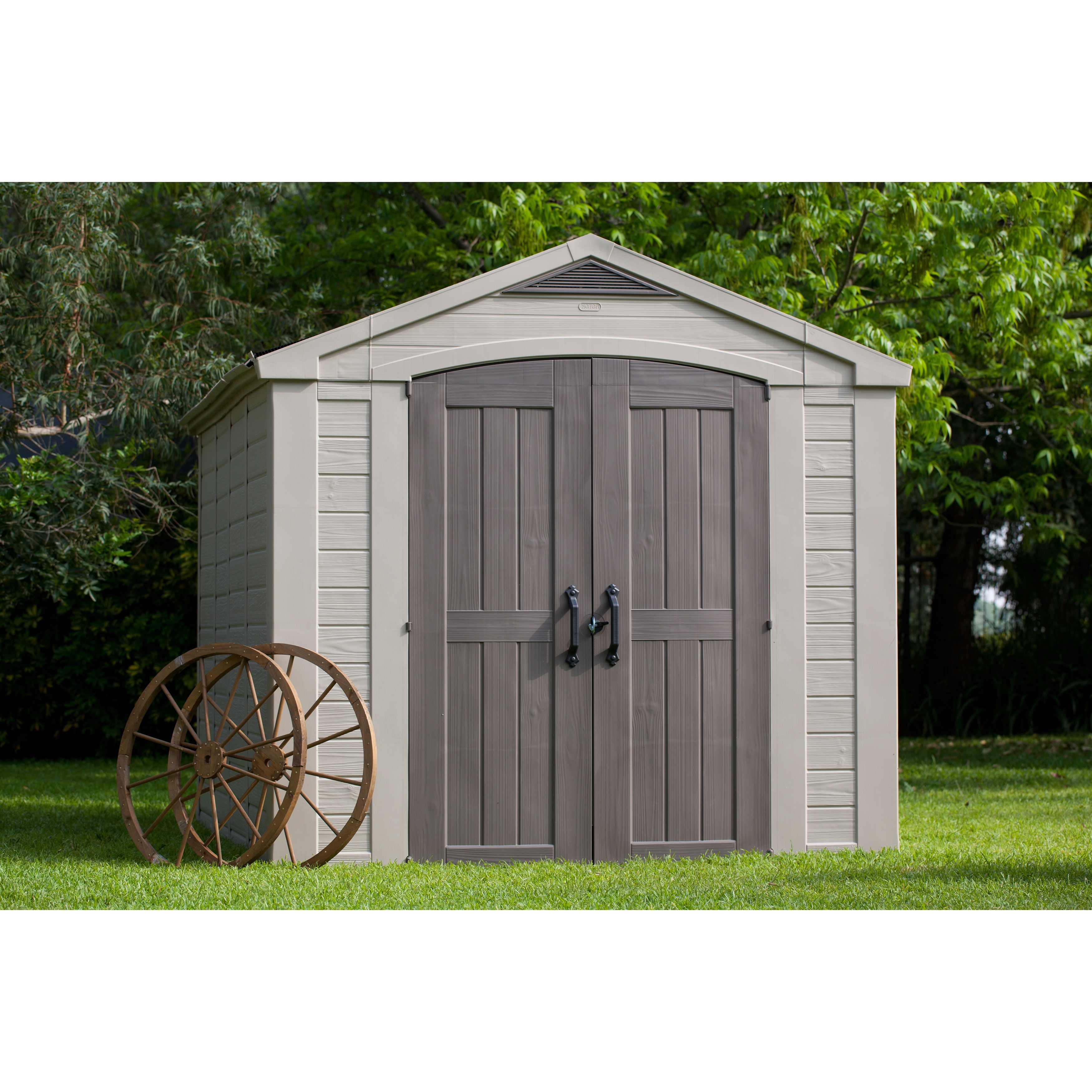 Keter Manor 4x6 Resin Outdoor Storage Shed Kit-Perfect to Store Patio  Furniture, Garden Tools Bike Accessories, Beach Chairs and Lawn Mower, Grey  
